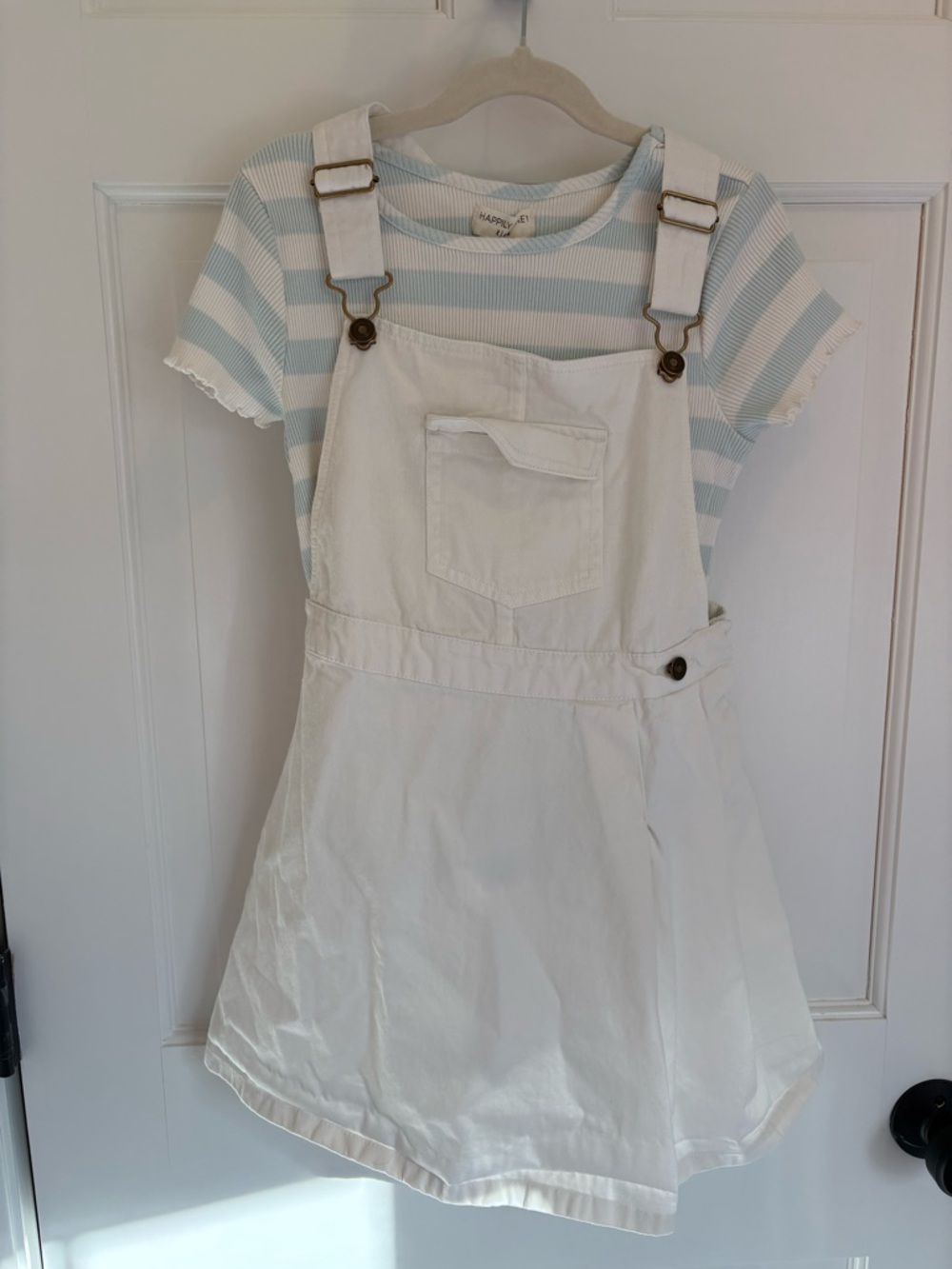 Striped Short Sleeve Overall dress set for Kids - Blue & White